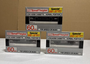 Tone Master Low Noise 60 Minutes Blank Cassette Tape Speech Music Sealed (3 unit